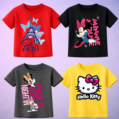 Pack Of 4 Printed T-Shirt For Kids D3