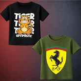 Black Cat & Green Fer Kids Tshirt