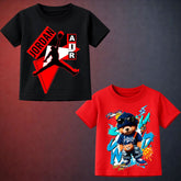 Red & Black Printed T-Shirt For Kids
