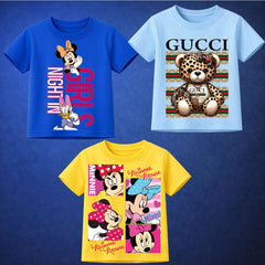 Bundle Of 3 Printed T-Shirt For Girls D4