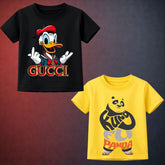 Yellow & Black Printed Kids T-Shirt