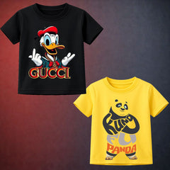 Yellow & Black Printed Kids T-Shirt