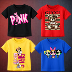 Pack Of 4 Printed T-Shirt For Kids D1