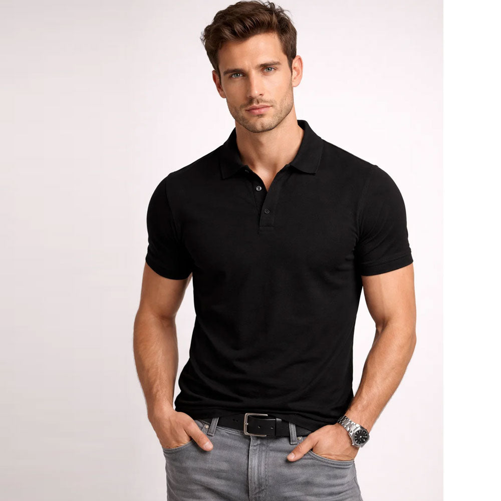 Black Plain Polo T-Shirt