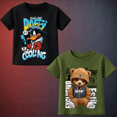 Black & Green Printed Tshirt For Kids