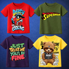Pack Of 4 Printed T-Shirt For Kids D4