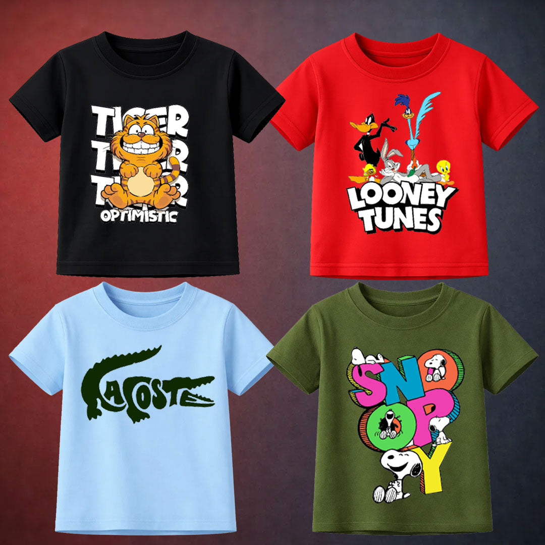 Pack Of 4 Printed T-Shirt For Kids D5