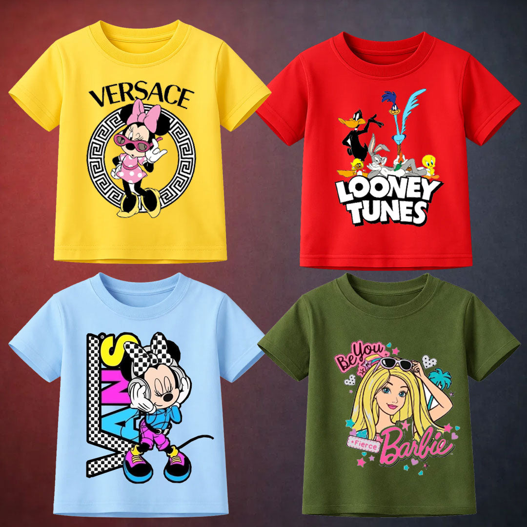 Pack Of 4 Printed T-Shirt For Kids D6