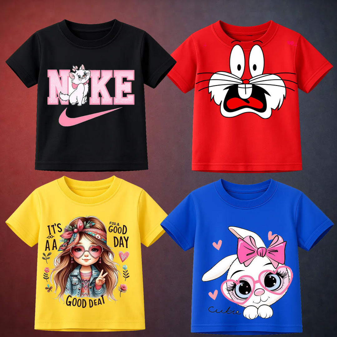 Pack Of 4 Printed T-Shirt For Kids D2