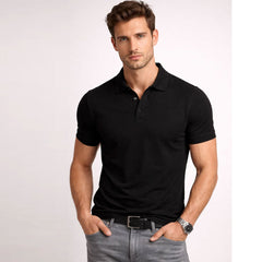 Black Plain Polo T-Shirt