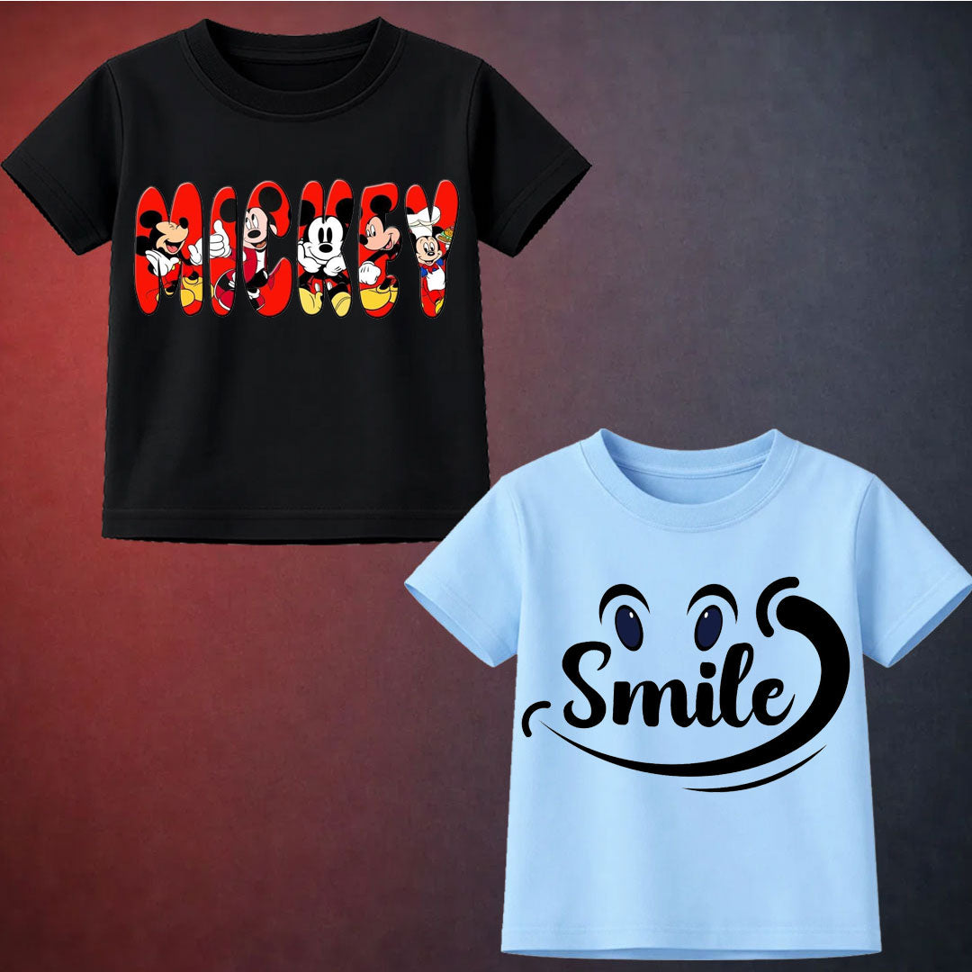 Light & Black Printed Kids T Shirt