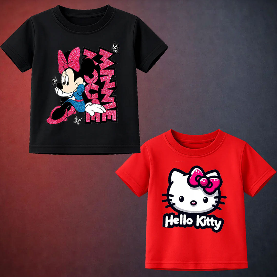 Micky & Kitty Girls Printed T-Shirt