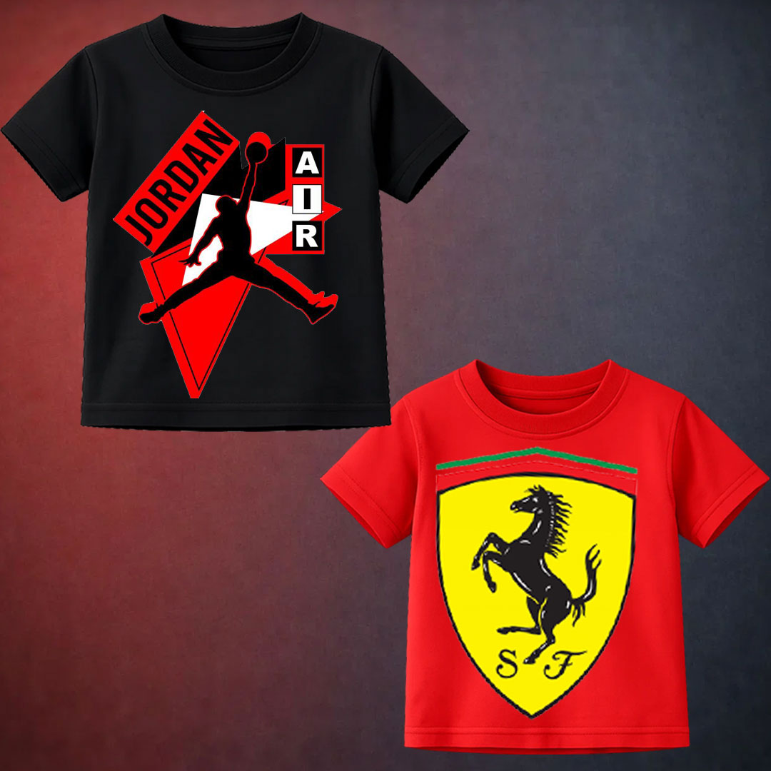 Red Fer & Black Nk T Shirt For Kids