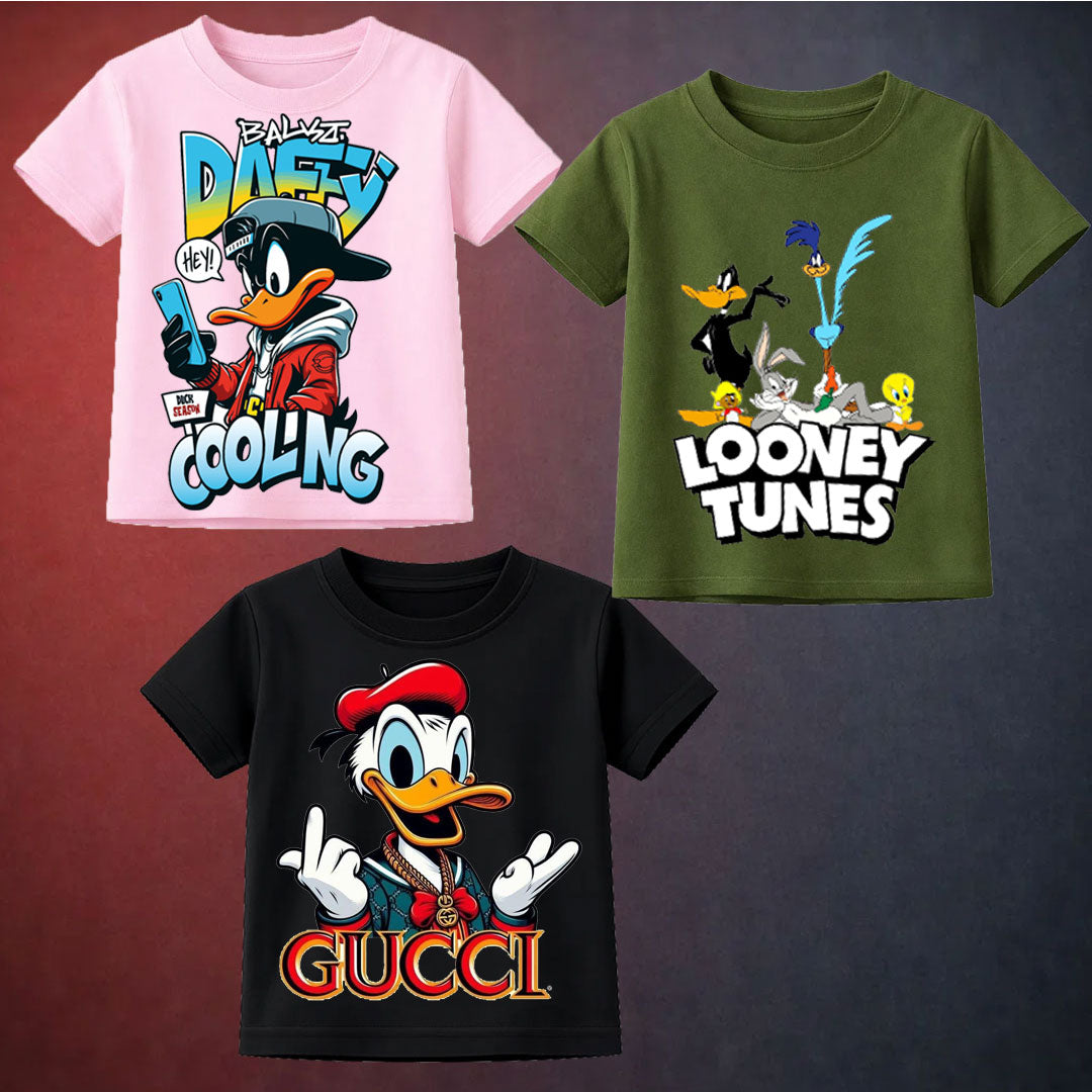 Bundle Of 3 Printed T-Shirt For Kids D7