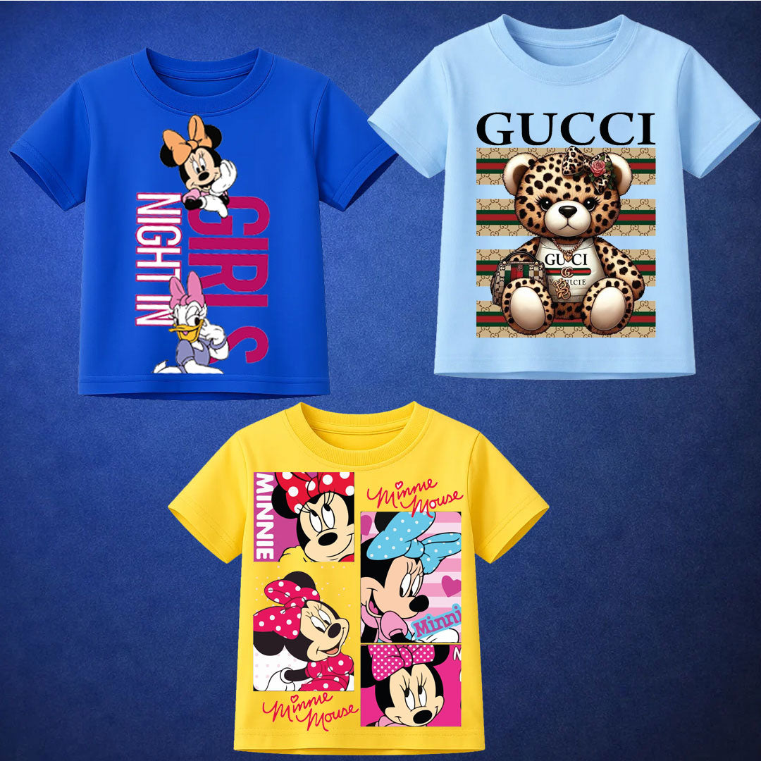 Bundle Of 3 Printed T-Shirt For Girls D4