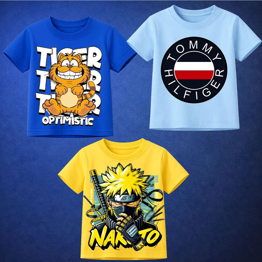 Bundle Of 3 Printed T-Shirt For Kids D9