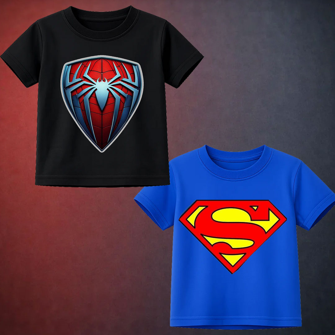 Pack of 2 Kids Super Hero Printed T-Shirt