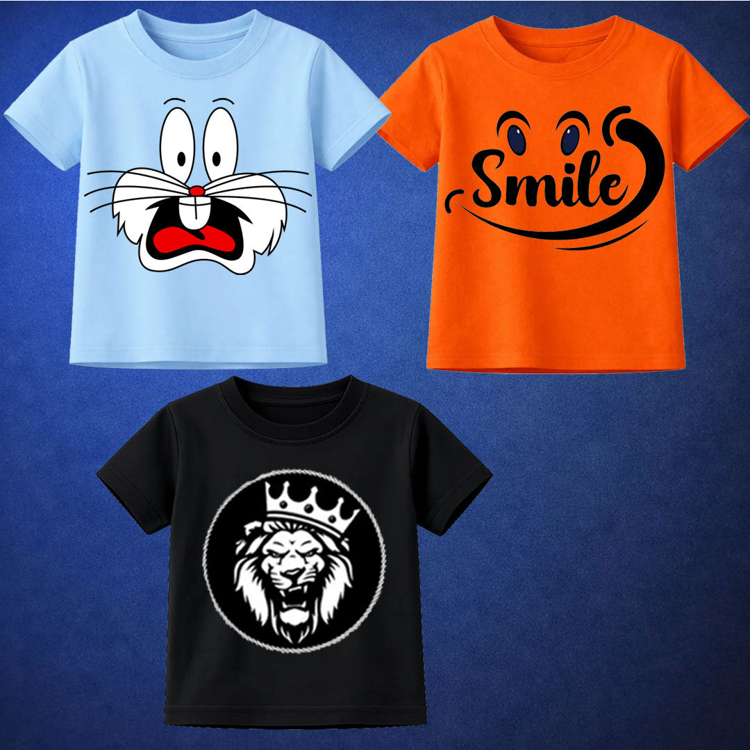 Bundle Of 3 Printed T-Shirt For Kids D10