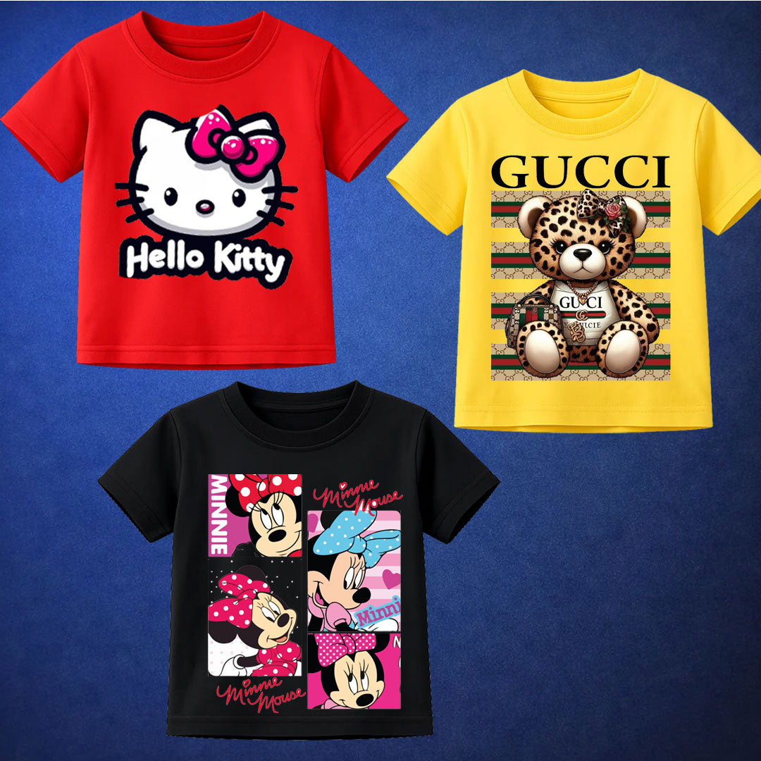 Bundle Of 3 Printed T-Shirt For Girls D6