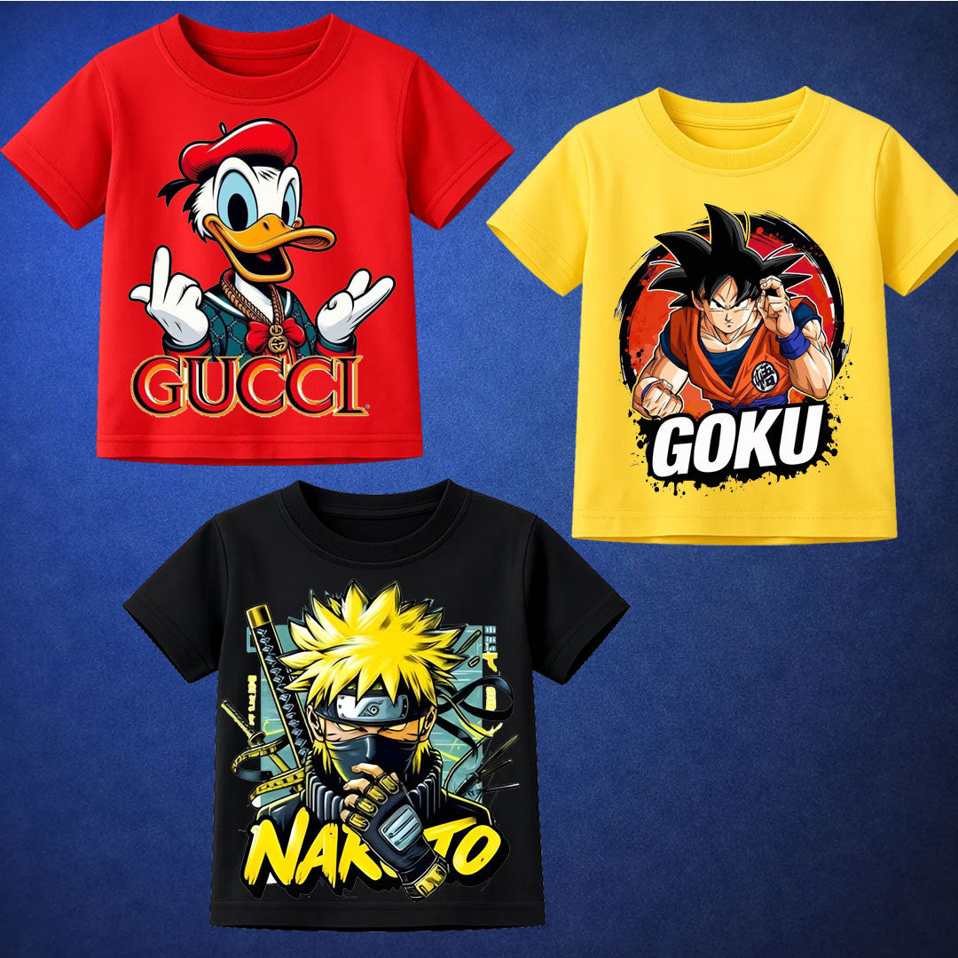 Bundle Of 3 Printed T-Shirt For Kids D12