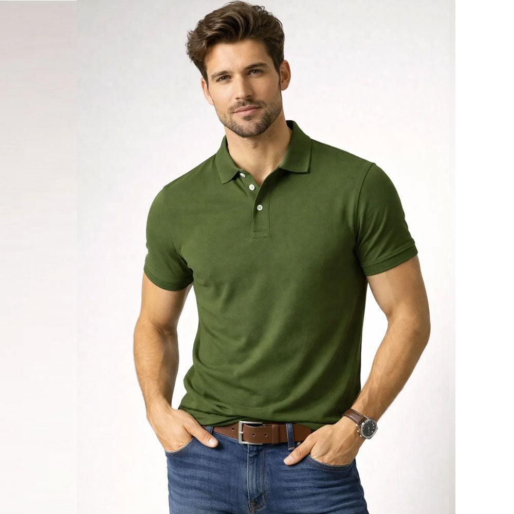 Olive Green Plain Polo T-Shirt