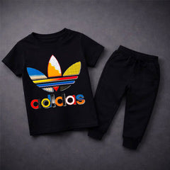 Black New Ad Summer Tracksuit For Kids