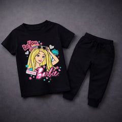 Black Barbie Summer Tracksuit For Baby Girls