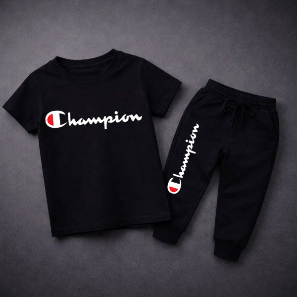 Champ Black Summer Tracksuit For Kids