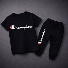 Champ Black Summer Tracksuit For Kids