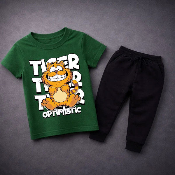 Tiger Printed Summer Tracksuit For Kids