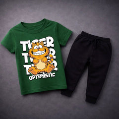 Tiger Printed Summer Tracksuit For Kids