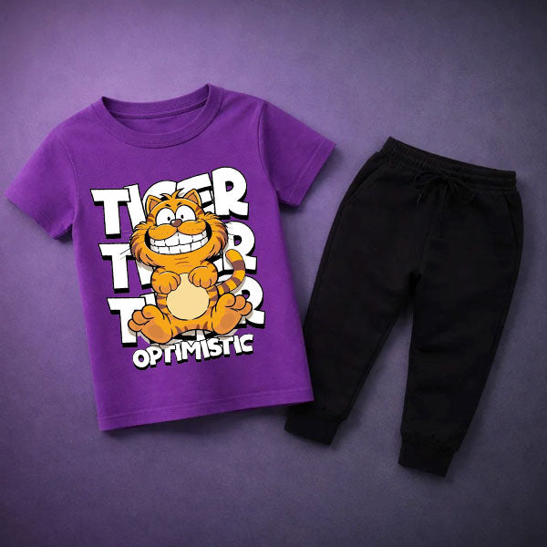 Tiger Printed Summer Tracksuit For Kids