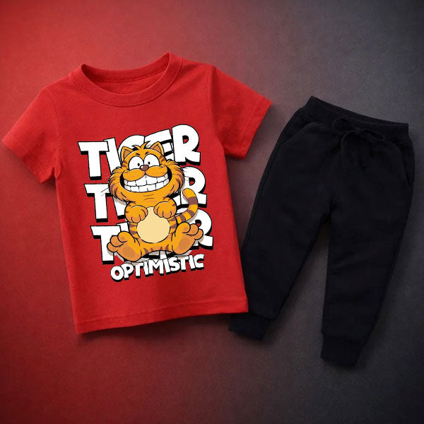 Tiger Printed Summer Tracksuit For Kids