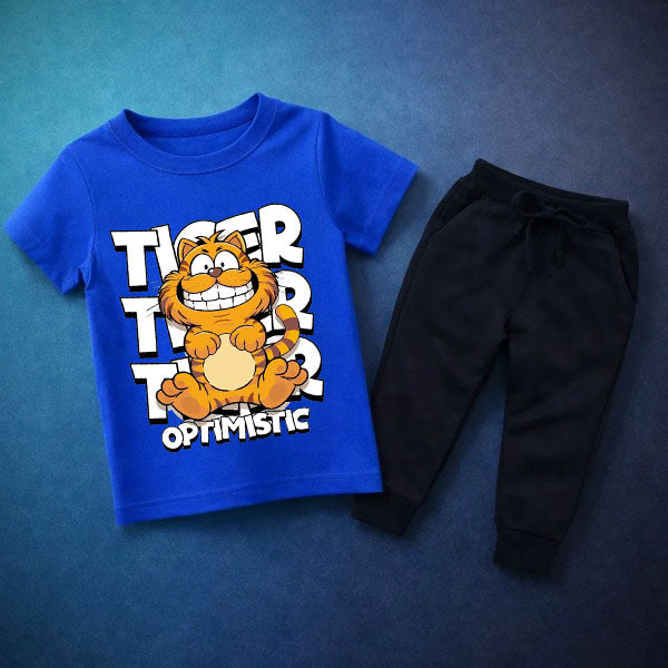 Tiger Printed Summer Tracksuit For Kids