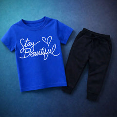 Stay Beautiful Blue Summer Tracksuit For Kids