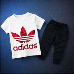 White New Ad Summer Tracksuit For Kids
