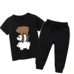 Bears Black Summer Tracksuit For Kids