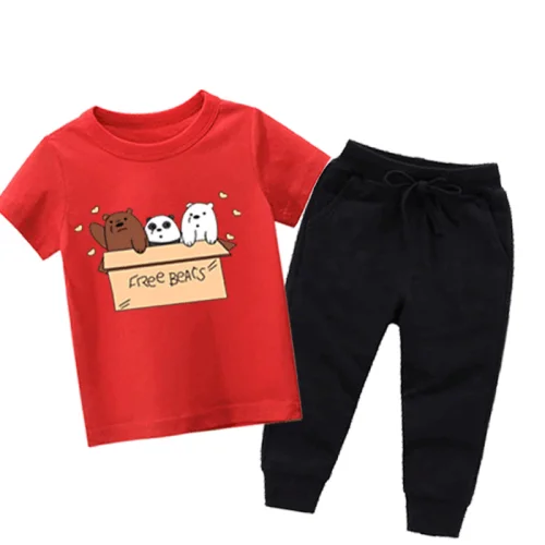 Bears Box Red Printred Summer Tracksuit For Kids