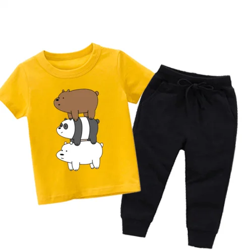 Bears Yellow Summer Tracksuit For Kids