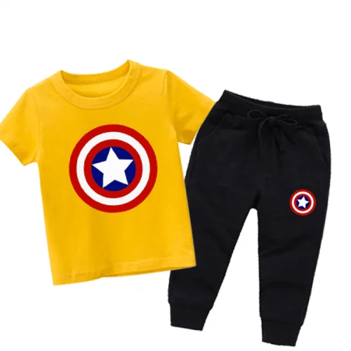 Cap Yellow America Summer Tracksuit For Kids