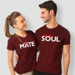 Bundle of 2 Soulmate Maroon T-Shirt For Couples