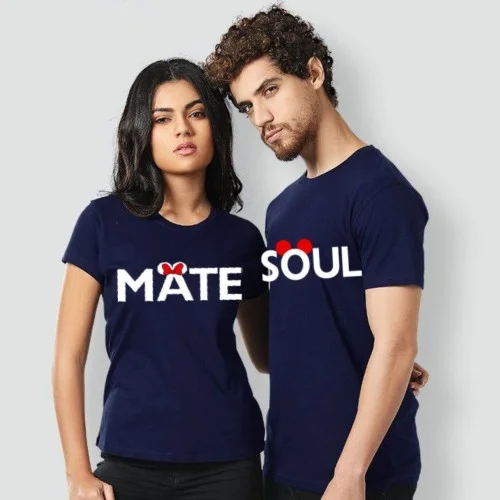 Bundle of 2 Soulmate Blue T-Shirt For Couples
