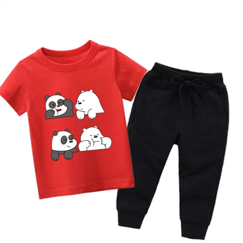 Four Bears Red Printed Tracksuit For Kids