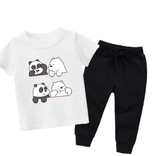 Four Bears White Summer Tracksuit For Kids