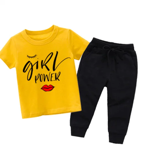 Girls Power Yellow Summer Tracksuit For Kids