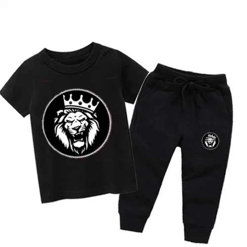 Loin King Black Summer Tracksuit For Kids