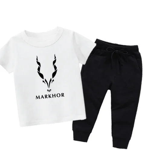 Markhoor White Summer Tracksuit For Kids