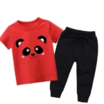 Panda Red Summer Tracksuit For Kids