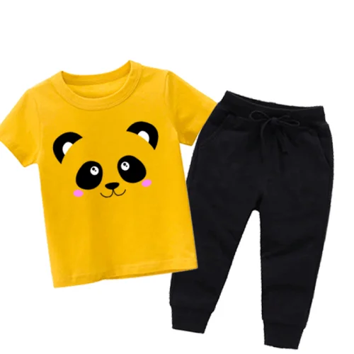 Panda Yellow Summer Tracksuit For Kids