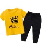 Queen Yellow Summer Tracksuit For Kids